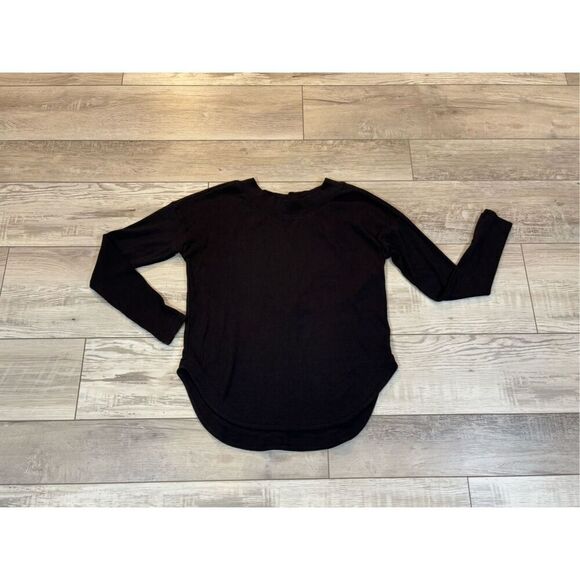 Athleta black long sleeve ribbed shirt with keyhole size XS - Picture 1 of 11
